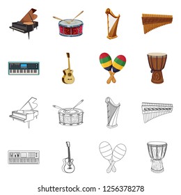 Vector design of music and tune sign. Collection of music and tool vector icon for stock.
