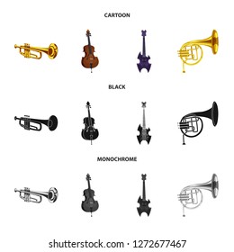 Vector design of music and tune sign. Set of music and tool stock vector illustration.