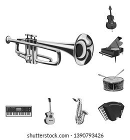Vector design of music and tune sign. Collection of music and tool stock symbol for web.