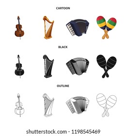 Vector design of music and tune symbol. Set of music and tool stock vector illustration.
