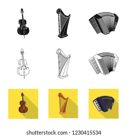 Vector design of music and tune symbol. Collection of music and tool vector icon for stock.