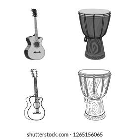 Vector design of music and tune symbol. Collection of music and tool stock vector illustration.