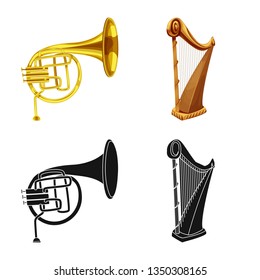 Vector design of music and tune symbol. Set of music and tool stock vector illustration.