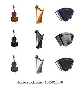 Vector design of music and tune symbol. Set of music and tool vector icon for stock.