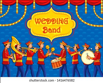 Vector Design Of Musical Band Performing In Barati On Indian Wedding Occasion