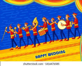 Vector Design Of Musical Band Performing In Barati On Indian Wedding Occasion