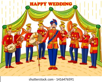 Vector Design Of Musical Band Performing In Barati On Indian Wedding Occasion