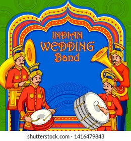 Vector Design Of Musical Band Performing In Barati On Indian Wedding Occasion