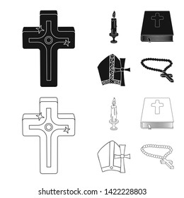 Vector design of muslim and items sign. Set of muslim and candle vector icon for stock.