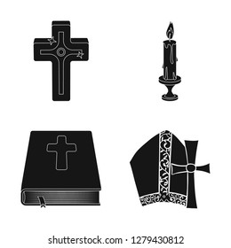 Vector design of muslim and items symbol. Set of muslim and candle stock symbol for web.