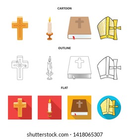 Vector design of muslim and items symbol. Collection of muslim and candle stock symbol for web.