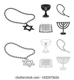 Vector design of muslim and items symbol. Set of muslim and candle stock symbol for web.
