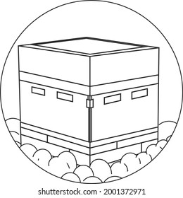Vector design of muslim people doing hajj in mecca