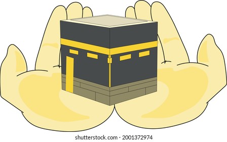 Vektordesign von muslimischen Menschen, die Hadsch auf Mekka machen