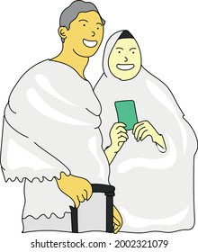 Vector design of muslim people doing hajj in mecca