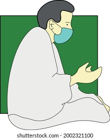 Vector design of muslim people doing hajj in mecca