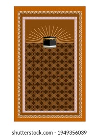 Vector design of muslim prayer rug with decorative elements. İslamic textile. 