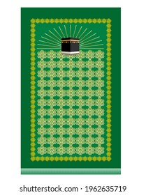 Diseño vectorial de alfombra de oración musulmana con elementos geométricos decorativos. Textil islámico. 