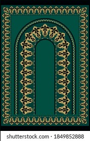 Vector design of muslim prayer rug.İslamic textile.Ornamental mosque flooring.Arabian ornament with decorative elements.Praying arabian mats.