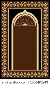 Vector design of muslim prayer rug.İslamic textile.Ornamental mosque flooring.Arabian ornament with decorative elements.Praying arabian mats.