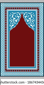 Vector design of muslim prayer rug.İslamic textile.Ornamental mosque flooring.Arabian ornament with decorative elements.Praying  mats.