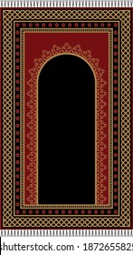 Vector design of muslim prayer rug.İslamic textile.Ornamental mosque flooring.Arabian ornament with decorative elements.Praying arabian mats.