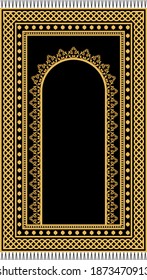 Diseño vectorial de alfombra de oración musulmana.Textil islámico.Suelo de mezquita ornamental.Ornamento árabe con elementos decorativos.Esteras arabias rezando.