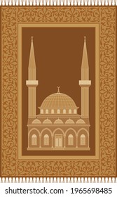 Vector design of muslim prayer rug.İslamic textile.Ornamental mosque flooring.Arabian ornament with decorative elements.Praying arabian mats