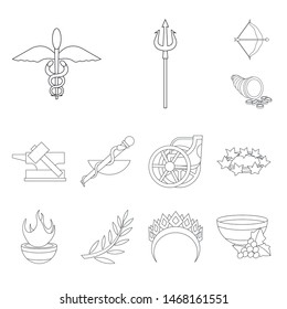 Vector design of mythology and god sign. Set of mythology and culture stock symbol for web.