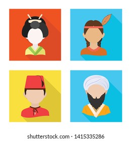 Vector design of nation and race  logo. Set of nation and user vector icon for stock.