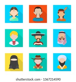 Vector design of nation and race  sign. Set of nation and user stock vector illustration.