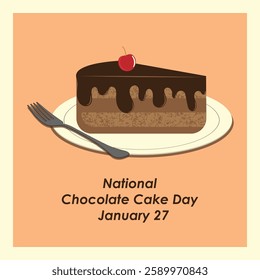 Vector design National Chocolate Cake Day-January 27.