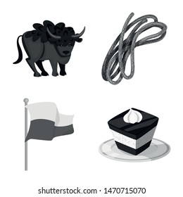 Vector design of national and culture icon. Set of national and tour vector icon for stock.