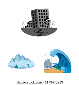 Vector design of natural and disaster icon. Set of natural and risk stock vector illustration.