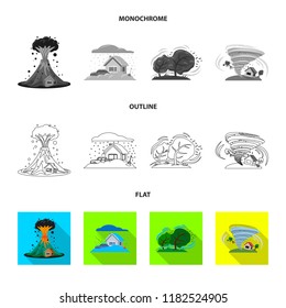 Vector design of natural and disaster icon. Set of natural and risk stock vector illustration.