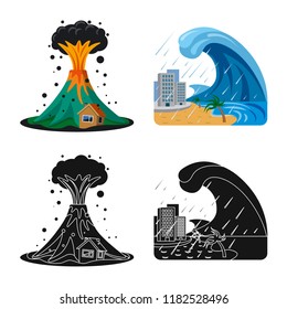 Vector design of natural and disaster icon. Set of natural and risk stock symbol for web.