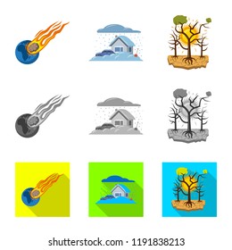 Vector design of natural and disaster icon. Set of natural and risk vector icon for stock.