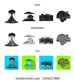 Vector design of natural and disaster icon. Collection of natural and risk vector icon for stock.