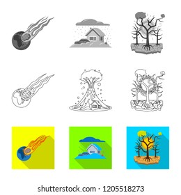 Vector design of natural and disaster icon. Collection of natural and risk stock vector illustration.