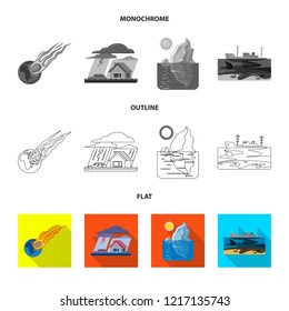 Vector design of natural and disaster icon. Set of natural and risk vector icon for stock.