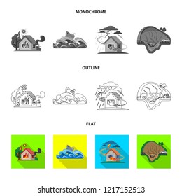 Vector design of natural and disaster icon. Set of natural and risk vector icon for stock.