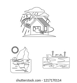 Vector design of natural and disaster icon. Set of natural and risk vector icon for stock.