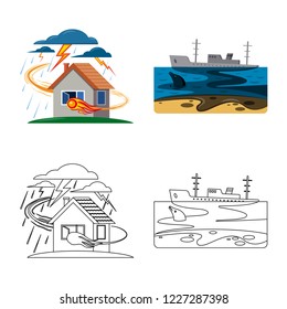 Vector design of natural and disaster icon. Collection of natural and risk stock vector illustration.