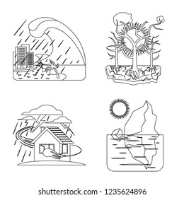 Vector design of natural and disaster icon. Set of natural and risk vector icon for stock.