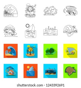 Vector design of natural and disaster icon. Set of natural and risk stock vector illustration.