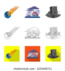 Vector design of natural and disaster icon. Set of natural and risk vector icon for stock.