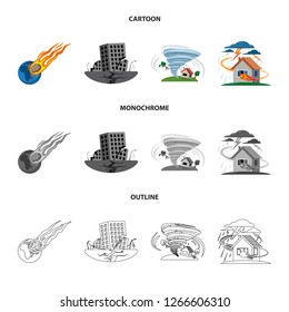 Vector design of natural and disaster icon. Set of natural and risk vector icon for stock.