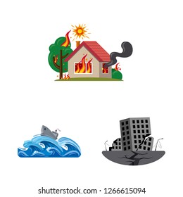 Vector design of natural and disaster icon. Set of natural and risk stock symbol for web.