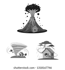 Vector design of natural and disaster icon. Collection of natural and risk stock vector illustration.