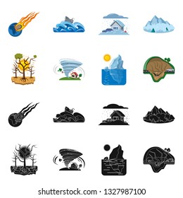 Vector design of natural and disaster icon. Set of natural and risk stock vector illustration.